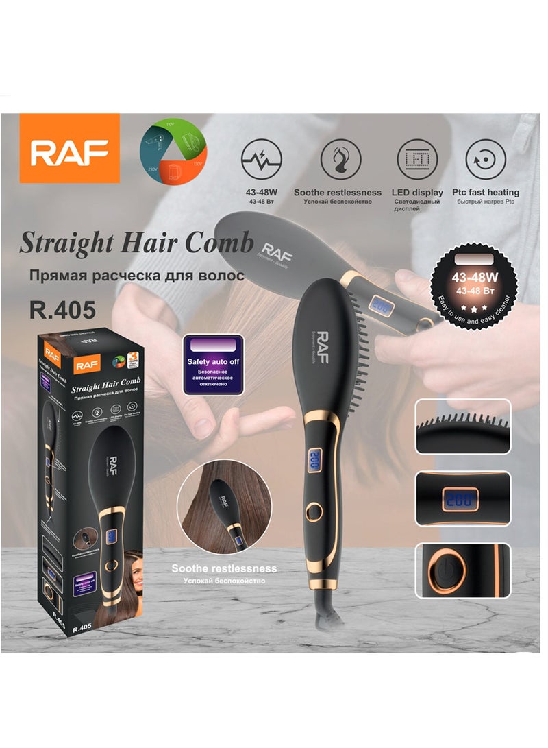 RAF R-405 Hair Straightener Brush 43-48W Ptc Heating  LED Screen Display For Soothing Hair Styling - Image 3