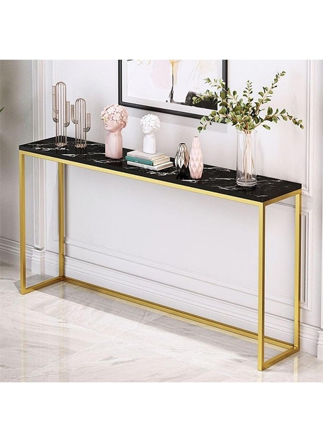 White Gold Console Table, Glass Sofa Tables, Modern Open Hallway Table, Narrow Entryway Table, Slim Accent Porch Table, Couch Side Table with Golden Metal Frame, Easy Assembly