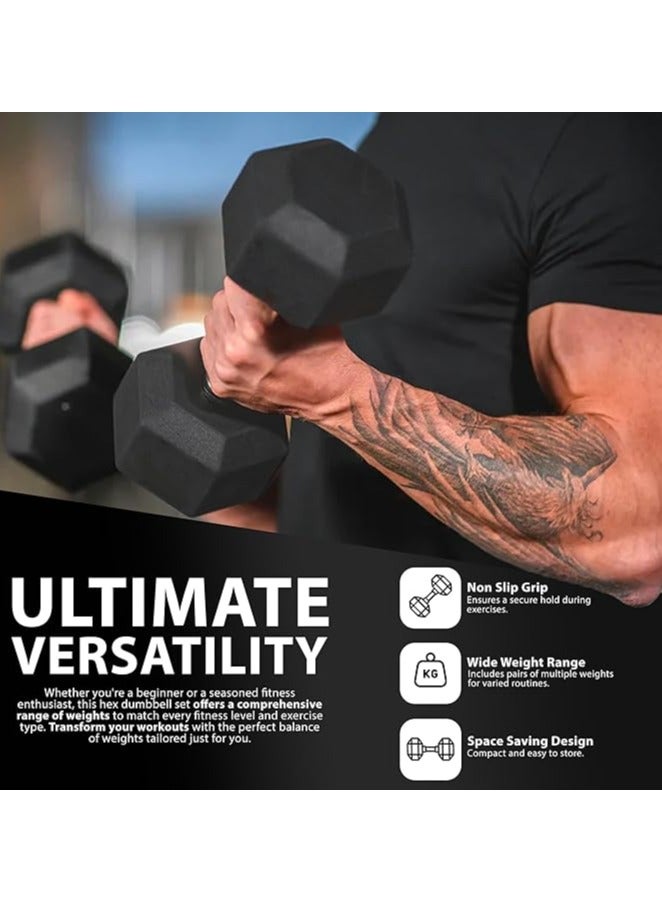 ZENO Dumbbells Set | Weights Dumbbells Set | Metal Dumbbells Pair | Hex Dumbbells For Workouts | Dumbbell Set For Home Training & Gym | Weights Set | Anti Slip & Anti Roll