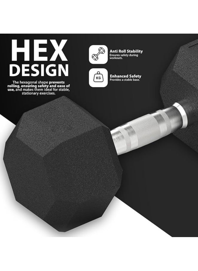 ZENO Dumbbells Set | Weights Dumbbells Set | Metal Dumbbells Pair | Hex Dumbbells For Workouts | Dumbbell Set For Home Training & Gym | Weights Set | Anti Slip & Anti Roll