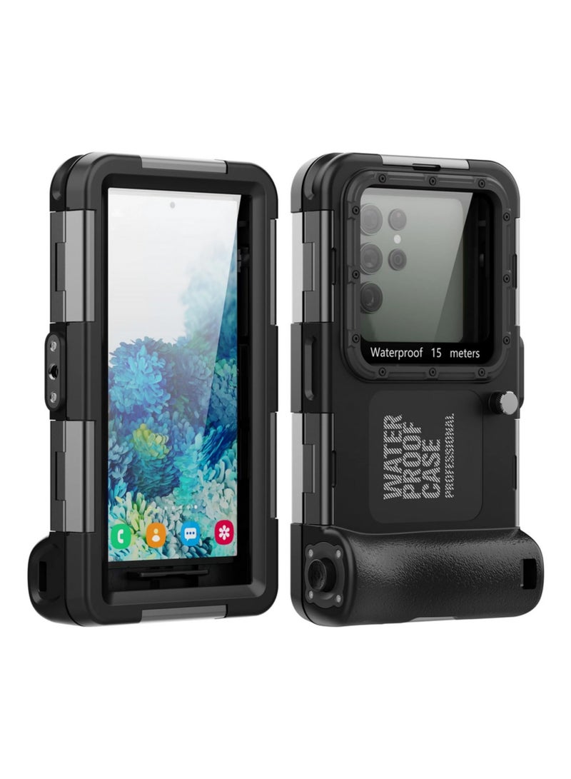 غلاف هاتف مقاوم للماء IP68 لآيفون 15 14 13 12 برو ماكس، لسامسونج إس 22 إس 23، لهواوي، 15 متر/50 قدم، غلاف غوص محترف للسباحة والغطس والتصوير تحت الماء والحماية - Image 1