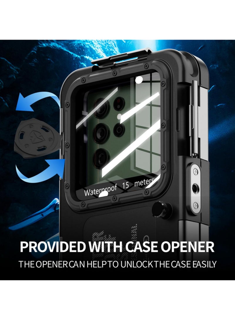 غلاف هاتف مقاوم للماء IP68 لآيفون 15 14 13 12 برو ماكس، لسامسونج إس 22 إس 23، لهواوي، 15 متر/50 قدم، غلاف غوص محترف للسباحة والغطس والتصوير تحت الماء والحماية - Image 4