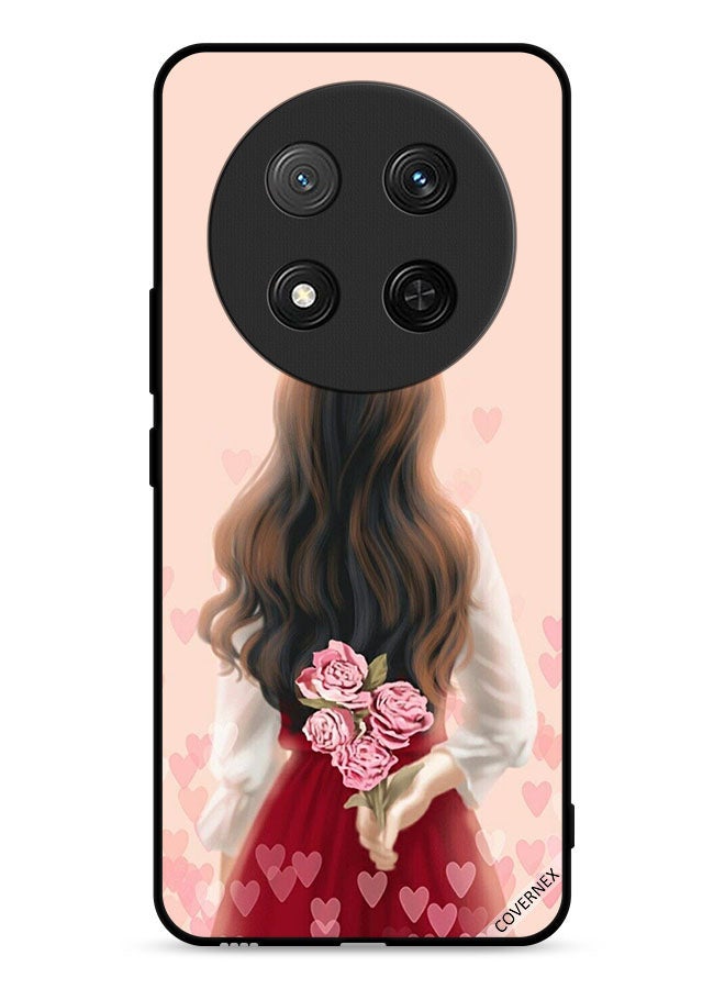 Covernex Honor X9c 5G Protective Case Cover Girl Hiding Flowers - Image 1