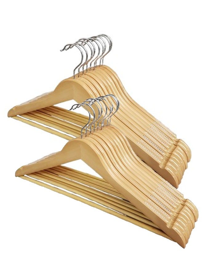 KLNAMAEAAN Pack of 20 Non-Slip Swivel Hook Wooden Hangers With Rubber Grip  - Image 1