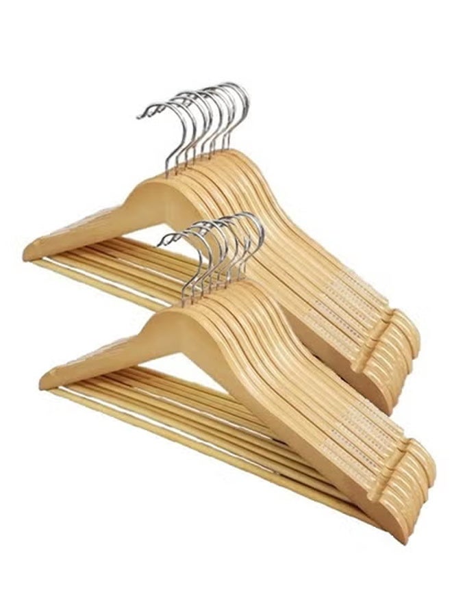 KLNAMAEAAN Pack of 20 Non-Slip Swivel Hook Wooden Hangers With Rubber Grip - Image 1