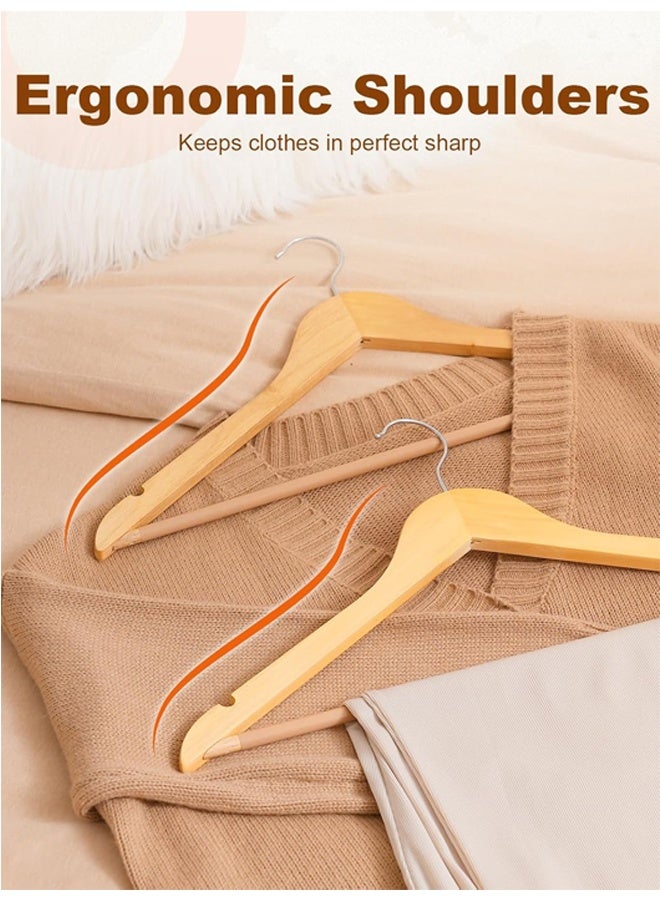 KLNAMAEAAN Pack of 20 Non-Slip Swivel Hook Wooden Hangers With Rubber Grip - Image 2