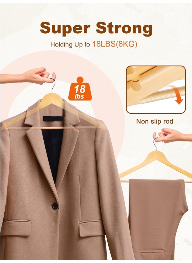 KLNAMAEAAN Pack of 20 Non-Slip Swivel Hook Wooden Hangers With Rubber Grip - Image 4