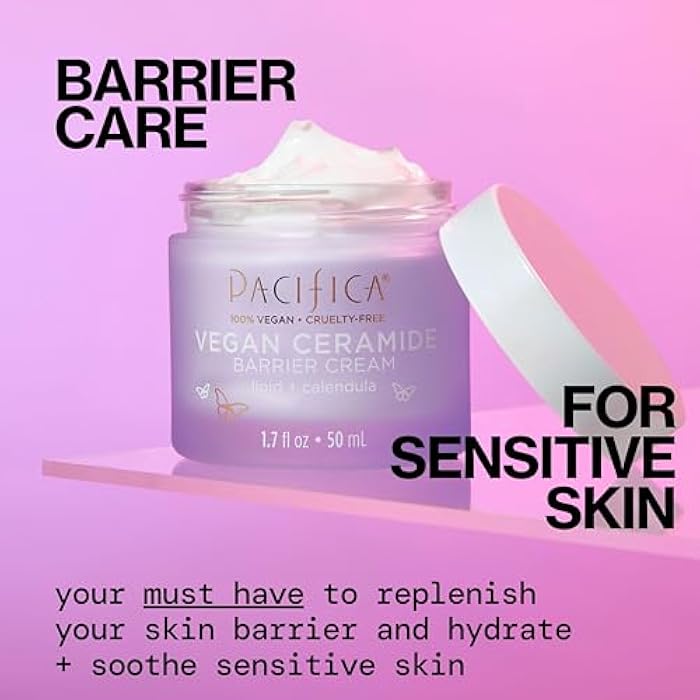 Pacifica Face Cream - Vegan Ceramide Barrier Cream w/Niacinamide & Shea Butter - Hydrating Daily Face Moisturizer Fragrance Free for Sensitive Skin, Vegan, Clean Beauty Allergy & Dermatologist Tested - Image 2