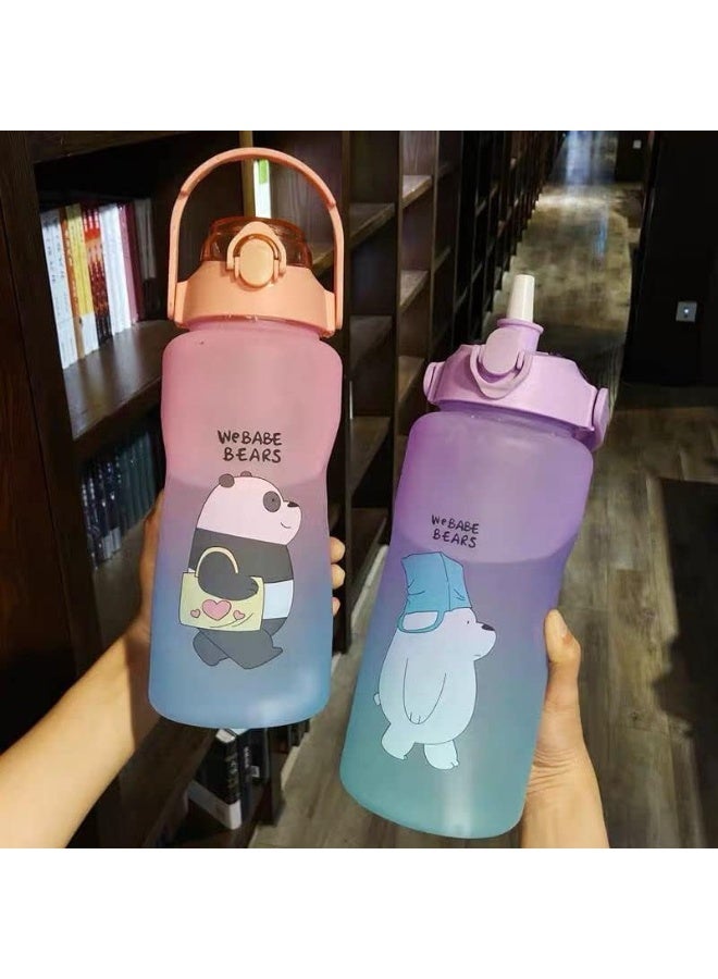 سبيس شوب زجاجة مياه رياضية كبيرة خالية من مادة BPA، سعة 2 لتر، بعبارات تحفيزية، مناسبة للصالة الرياضية وركوب الدراجات والمدرسة واللياقة البدنية في الهواء الطلق (موف)  - Image 3