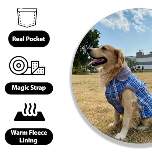 Lulala Warm Dog Coat, Puffer Dog Coat for Cold Weather, Quilting Winter Dog Jacket with Ultra Thick Plush Pockets (Blue-10 Inch) - Image 4