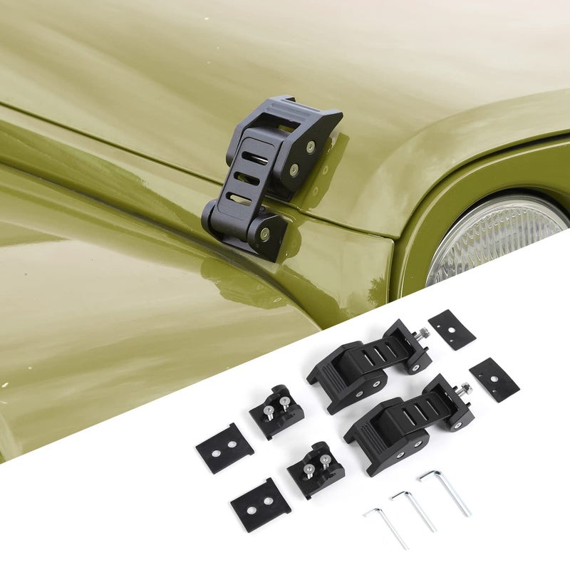 Suitable For 2007-2018 Jeep Wrangler Black Stainless Steel Hood Lock Buckle Hood Latch - Image 2
