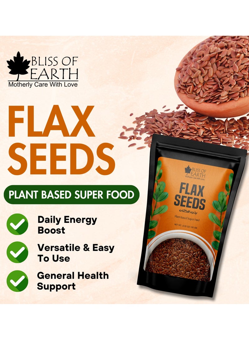 BLISS OF EARTH 100g Flax Seeds Raw Superfood for Weight Loss & Omega Rich High in Protein Pack of 3 - Image 2