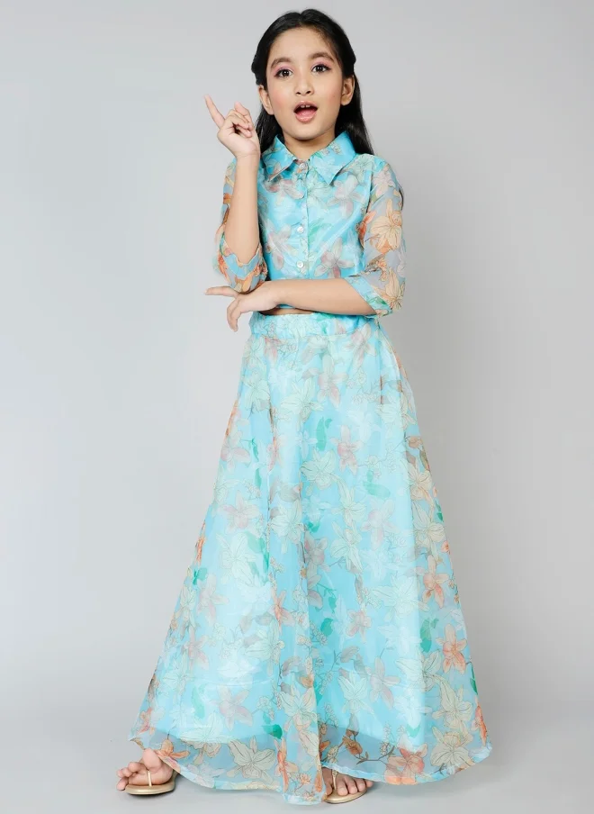 أيه كيه إس Blue Printed Lehenga Choli for Girls