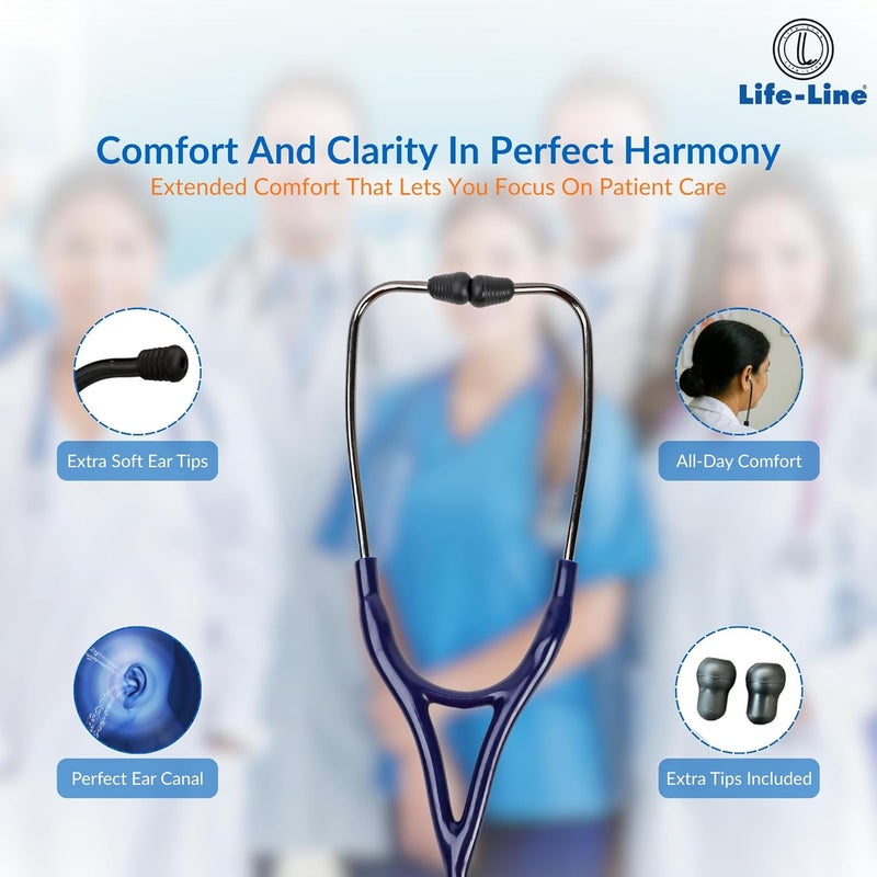 Lifeline L3 Titanium Stethoscope (Dark Blue) | Dual Side Diaphragm Chest Piece for Adult and Paediatric | 2-way Tube | Best for Doctors - Image 4