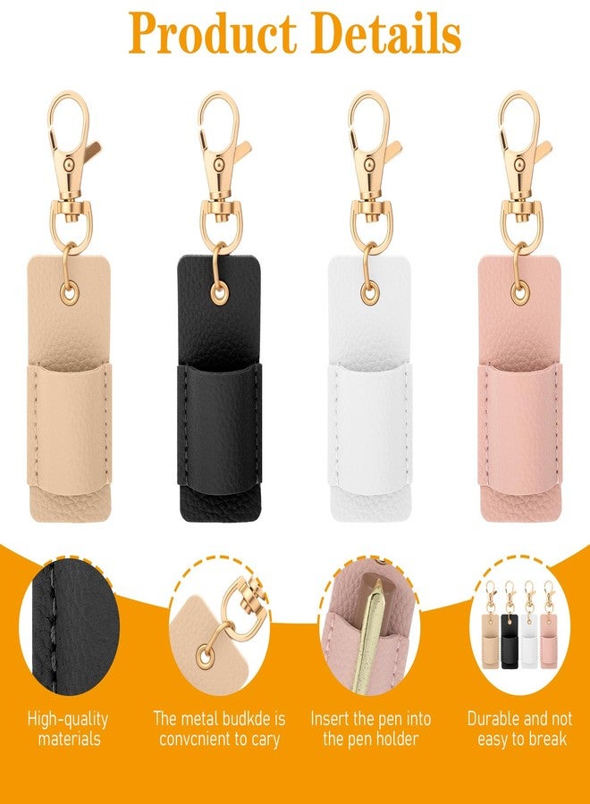 Nogeqi 4 Pcs Pen Holder for Lanyard Portable Anti-Lost Single Pen Lanyard Badge, Pocket PU Leather Pens Keychain Holder for Nurses Courier Clerk Office School - Image 5