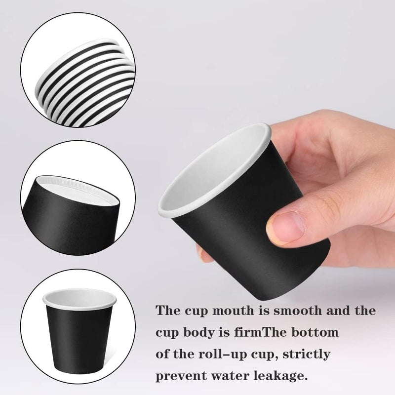 Huaiid 100 Pack 3 oz Disposable Paper Cups, Black Bathroom Cups, Disposable Mouthwash Cups, Small Paper Cups for Bathroom Travel Picnics - Image 3