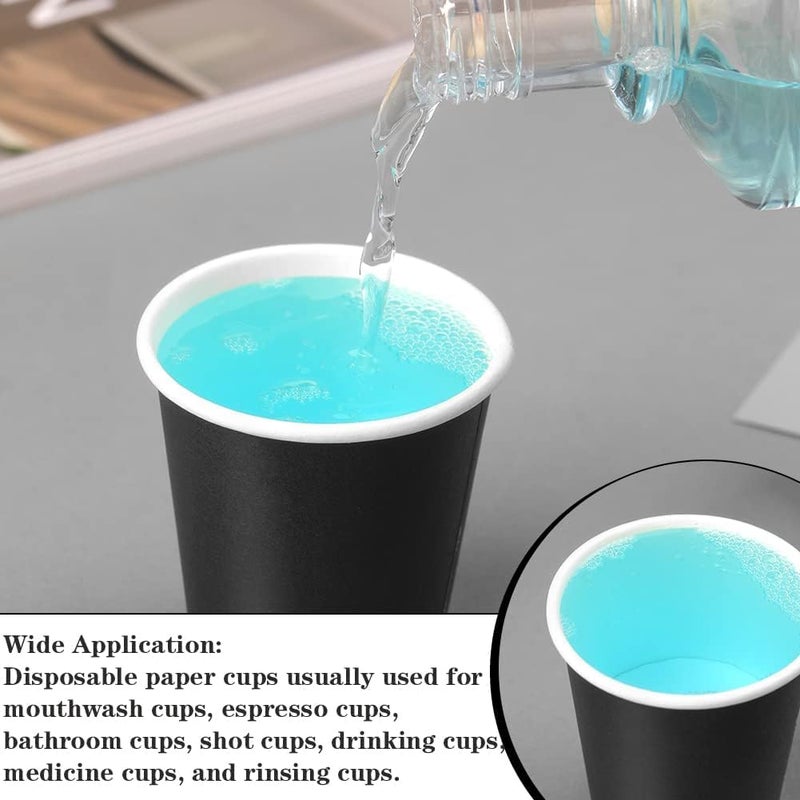 Huaiid 100 Pack 3 oz Disposable Paper Cups, Black Bathroom Cups, Disposable Mouthwash Cups, Small Paper Cups for Bathroom Travel Picnics - Image 5