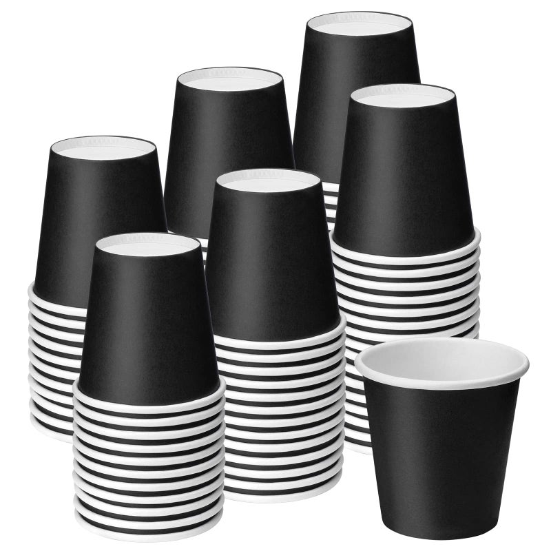 Huaiid 100 Pack 3 oz Disposable Paper Cups, Black Bathroom Cups, Disposable Mouthwash Cups, Small Paper Cups for Bathroom Travel Picnics - Image 1