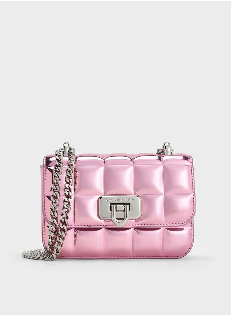 Charles & Keith Charles & Keith Metal Square Quilted Chain Tote  - Image 1