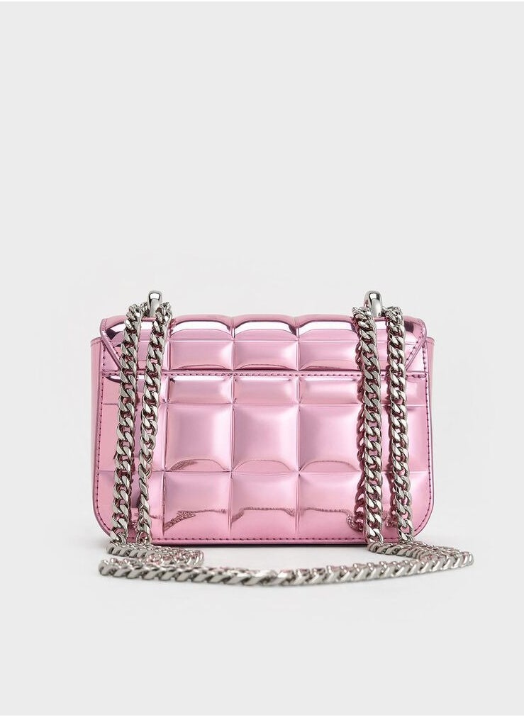Charles & Keith Charles & Keith Metal Square Quilted Chain Tote  - Image 4