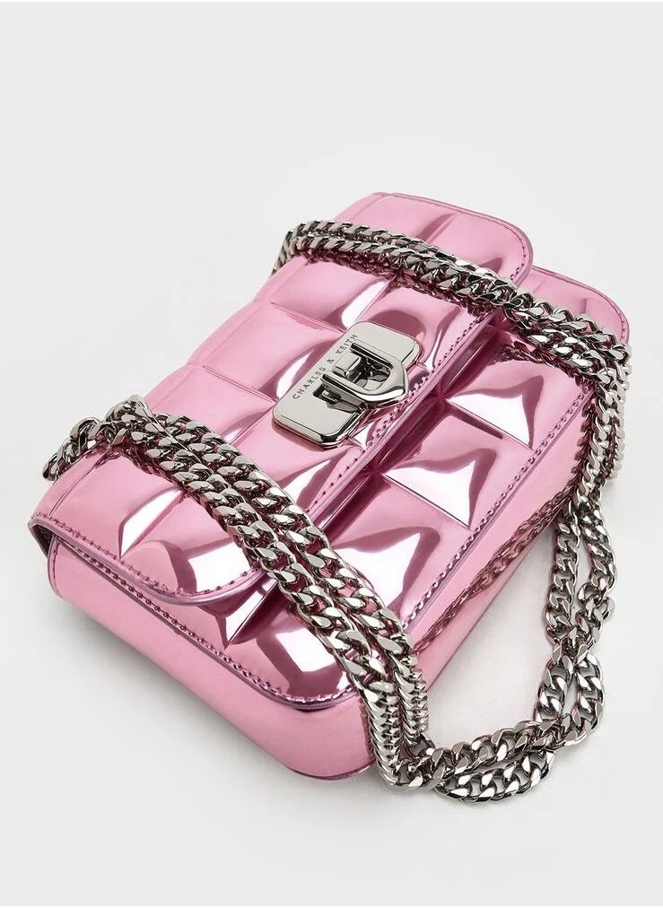 Charles & Keith Charles & Keith Metal Square Quilted Chain Tote  - Image 5