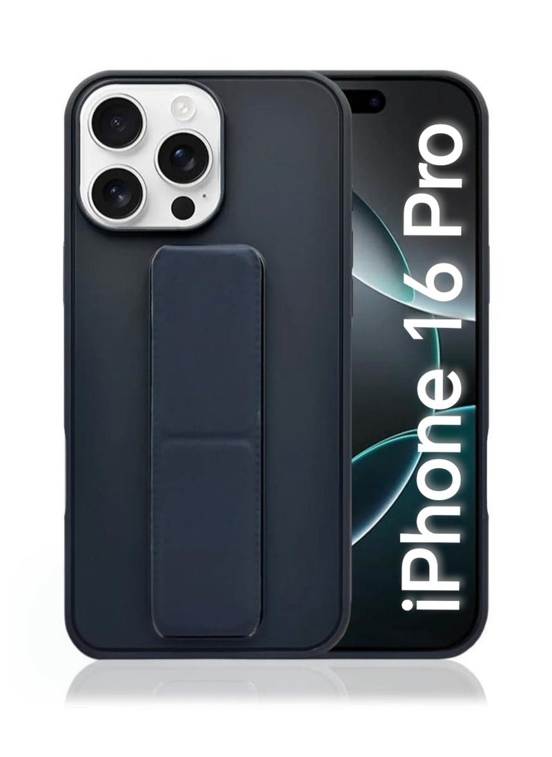 Generic - Case Cover For Apple iPhone 16 Pro With Magnetic Hand Grip 3 in 1 Blue - Image 1