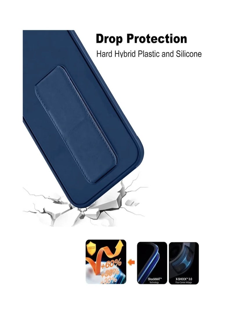 Generic - Case Cover For Apple iPhone 16 Pro With Magnetic Hand Grip 3 in 1 Blue - Image 1