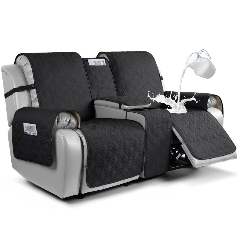 VANSOFY غطاء كرسي Loveseat Vansofy مع وحدة التحكم بنسبة 100 ٪ أريكة مقاومة للماء الأريكة المليئة بغطاء الأريكة غير مستلقية أريكة تقسيم الأريكة الأثاث حامي للكلاب الأليفة (أسود) - Image 1