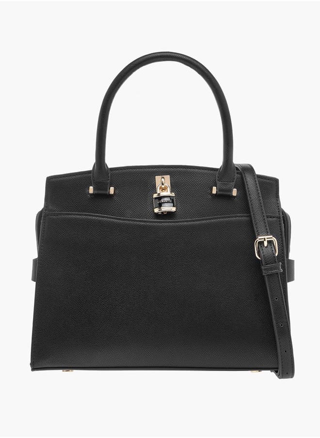 Celeste Solid Tote Bag with Lock Charm and Detachable Strap  - Image 1