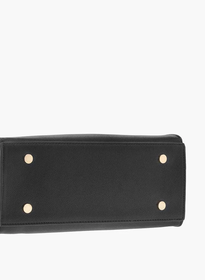Celeste Solid Tote Bag with Lock Charm and Detachable Strap
