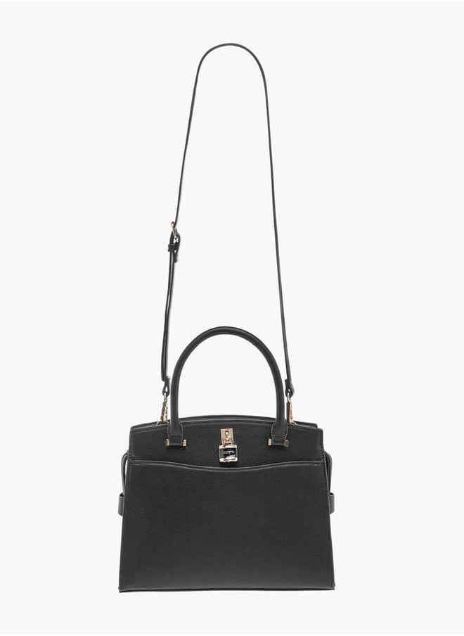 Celeste Solid Tote Bag with Lock Charm and Detachable Strap  - Image 2