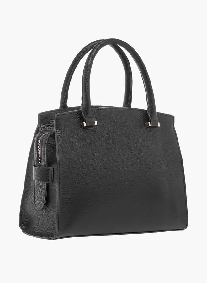 Celeste Solid Tote Bag with Lock Charm and Detachable Strap