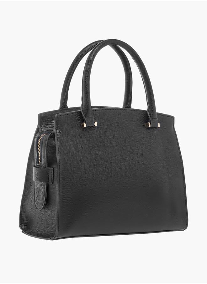 Celeste Solid Tote Bag with Lock Charm and Detachable Strap  - Image 3