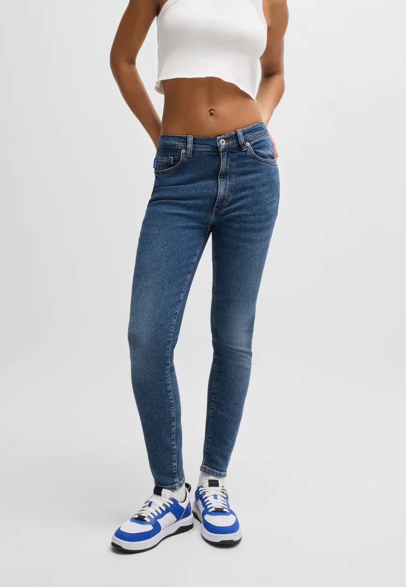 HUGO Skinny-fit jeans in medium-blue stretch denim
