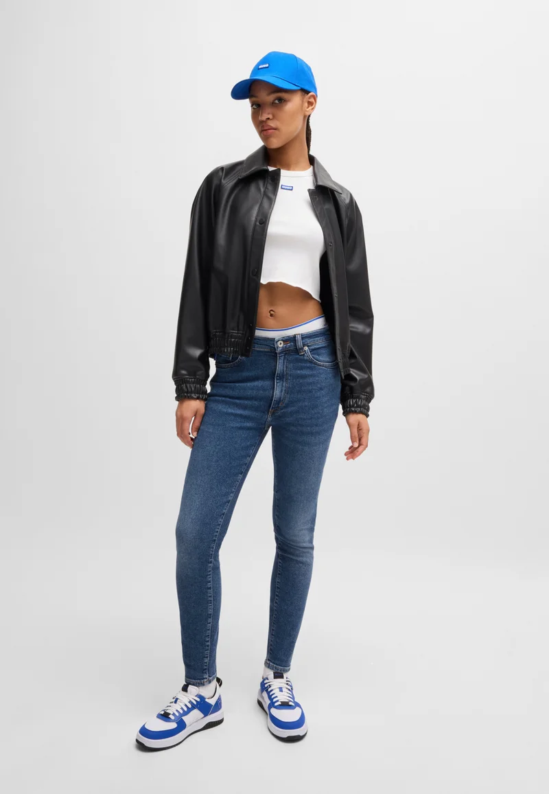 HUGO Skinny-fit jeans in medium-blue stretch denim