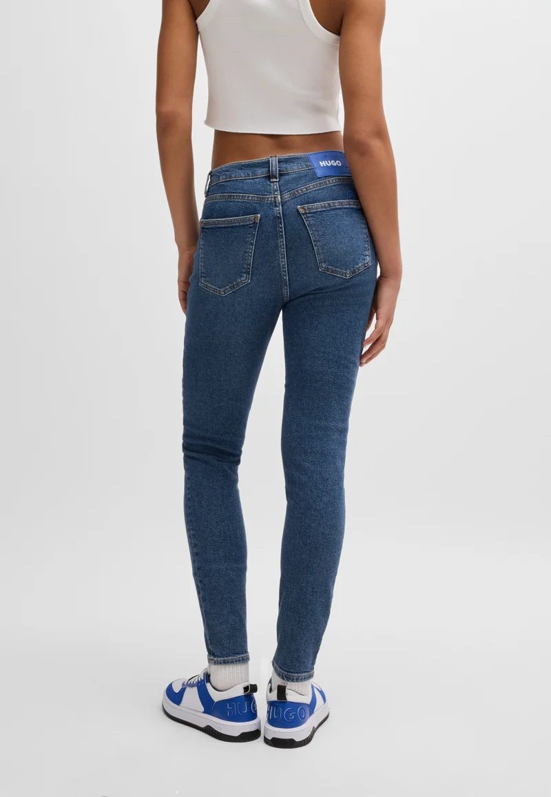 HUGO Skinny-fit jeans in medium-blue stretch denim