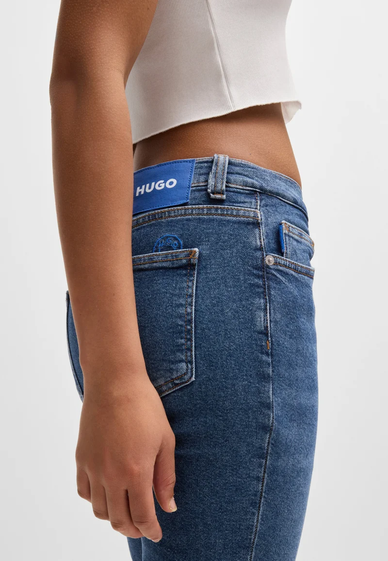 HUGO Skinny-fit jeans in medium-blue stretch denim