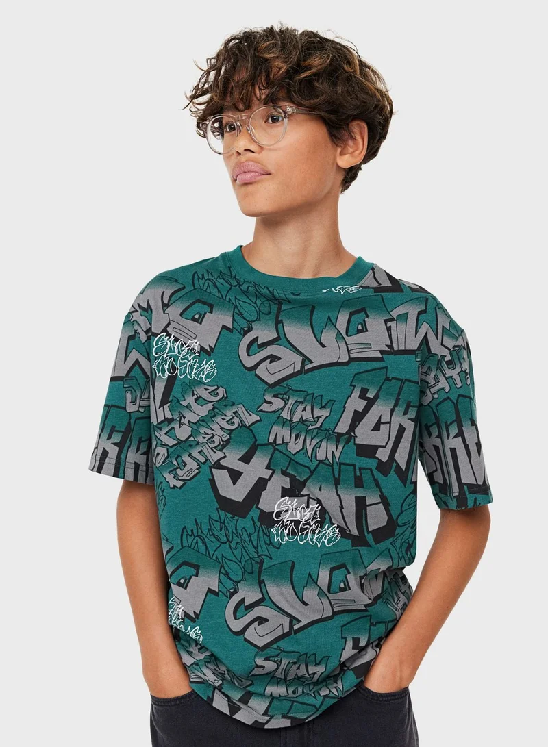 H&M Kids Crew Neck Printed T-Shirt