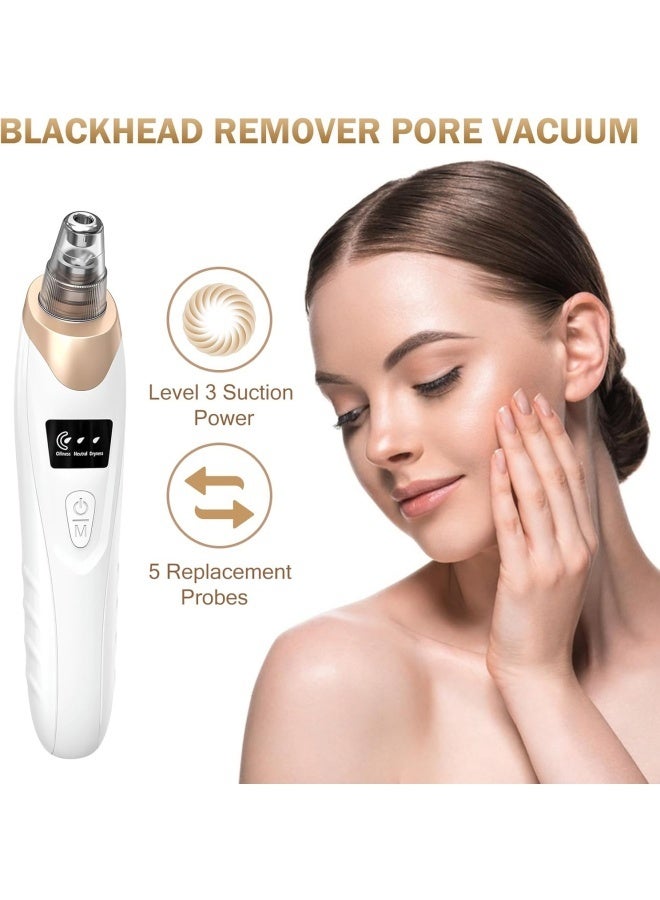 Blackhead Remover Pore Vacuum Kit -Blackhead Extractor Tool with 3 Adjustable Suction Levels, 5 Probes, USB Rechargeable, Suitable for Women and Men (with 4 sliver acne needles) - Image 2