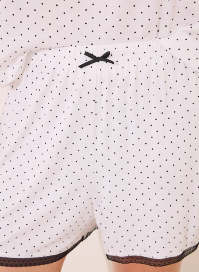 women'secret White Polka-Dots Short Pyjamas Pajamas