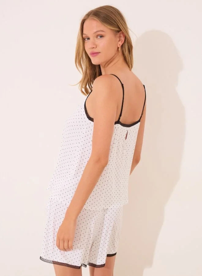 women'secret White Polka-Dots Short Pyjamas Pajamas