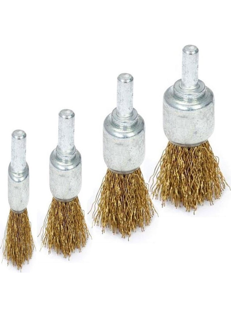 UGR 4-Pin Pen Wire Brush Set Drill Compatible Dirt Rust Cleaning (12-17-24-30 Mm)  - Image 1