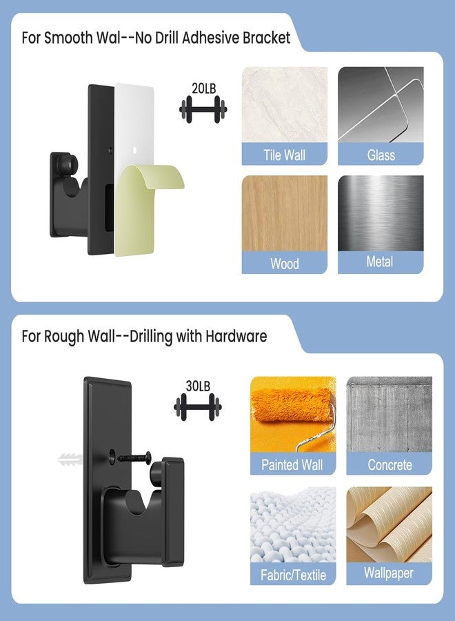 TKZTKZ No Drill Curtain Rod Brackets:Self Adhesive Curtain Rod Holders for Rod 5/8" No Screw,Heavy Duty Easy Curtain Rod Bracket No Drilling,No Damage Wall Renter Friendly Curtain Rod Hooks Black,2PCS - Image 3