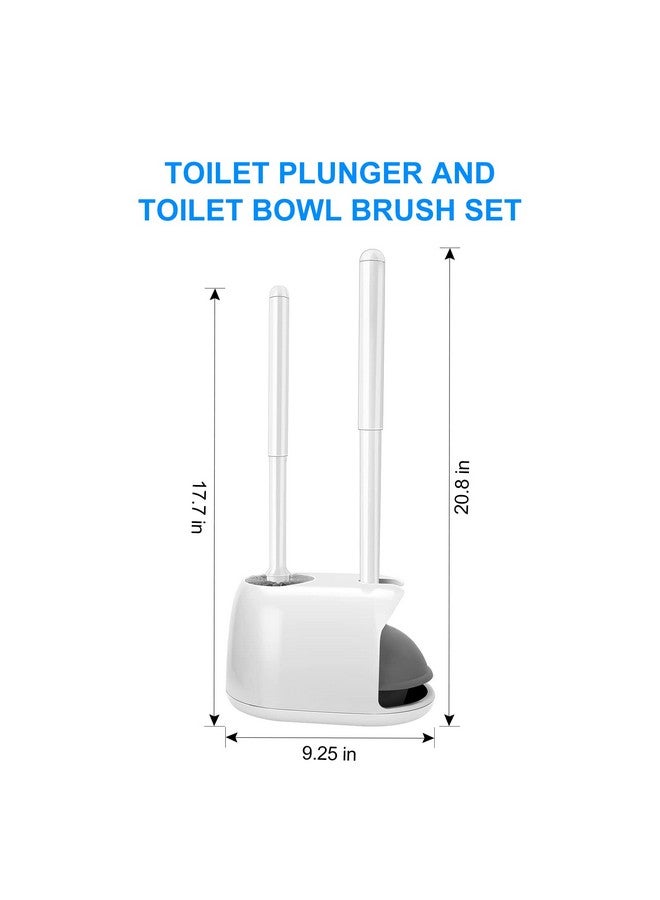 SetSail مجموعة فرشاة ومكبس المرحاض SetSail، مكابس المرحاض لحمام المرحاض، فرشاة وعاء المرحاض الثقيلة ومثبتها، مجموعة مكبس وفرشاة مرحاض مخفية للتنظيف العميق - أبيض - Image 2