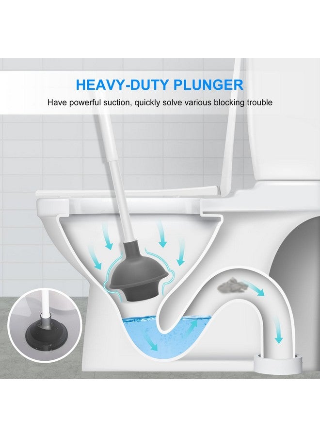 SetSail مجموعة فرشاة ومكبس المرحاض SetSail، مكابس المرحاض لحمام المرحاض، فرشاة وعاء المرحاض الثقيلة ومثبتها، مجموعة مكبس وفرشاة مرحاض مخفية للتنظيف العميق - أبيض - Image 4