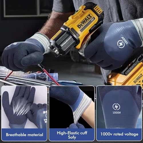 CoolShef 1000V Electric Gloves Shock Proof, Non-slip Insulated Electrician Gloves, Rubber Electrical Work Safety Gloves for Men - Image 3