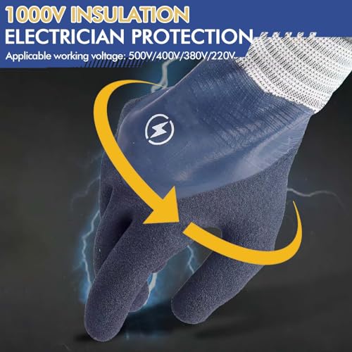 CoolShef 1000V Electric Gloves Shock Proof, Non-slip Insulated Electrician Gloves, Rubber Electrical Work Safety Gloves for Men - Image 4