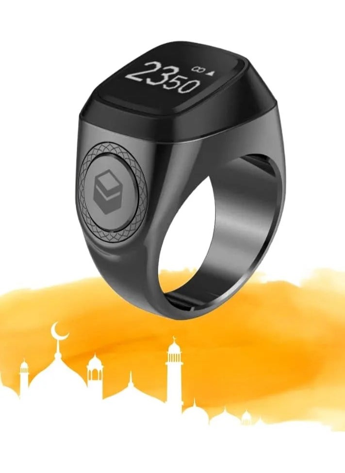 iQIBLA iQIBLA Smart Tasbih Zikr Ring black grey (18mm) – Waterproof Islamic Prayer Ring with OLED Display, Bluetooth Connectivity, Tasbih Counter, Qibla Direction & Prayer Time Reminders  - Image 1