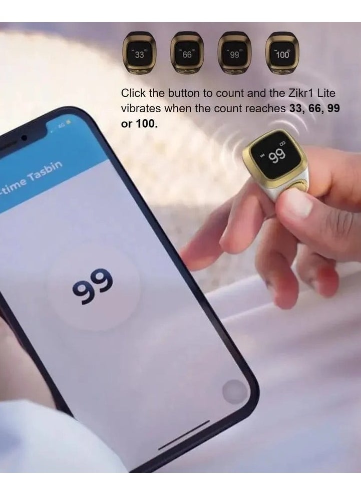 iQIBLA iQIBLA Smart Tasbih Zikr Ring black grey (18mm) – Waterproof Islamic Prayer Ring with OLED Display, Bluetooth Connectivity, Tasbih Counter, Qibla Direction & Prayer Time Reminders  - Image 3