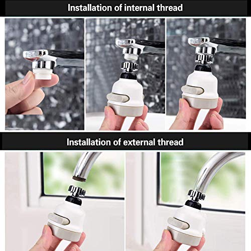 KPNG 3 Water Way Flexible rotatable Sprayer Water Saving Faucet Spray Head for faucets (1 Pcs) Colore:White - Image 2